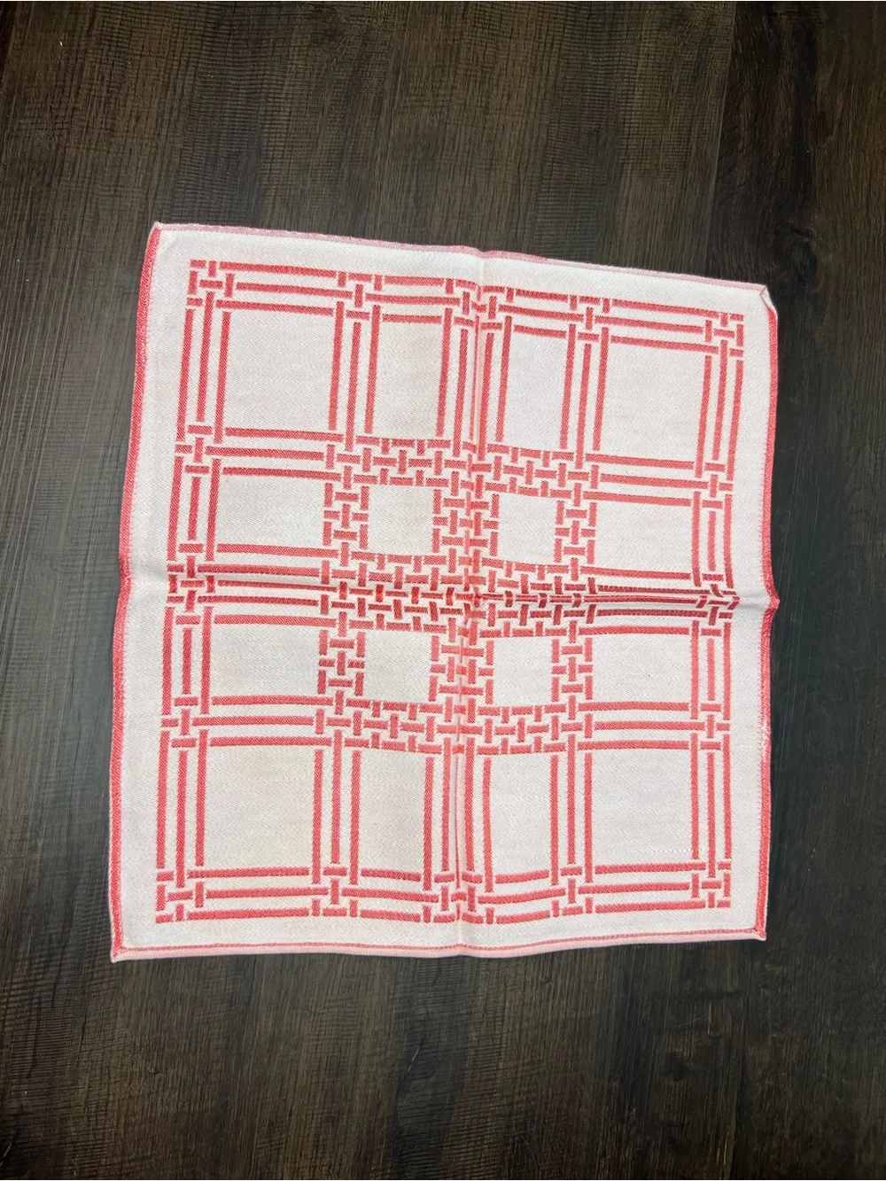 Set of Six Vintage White and Pink Patterned Napkins